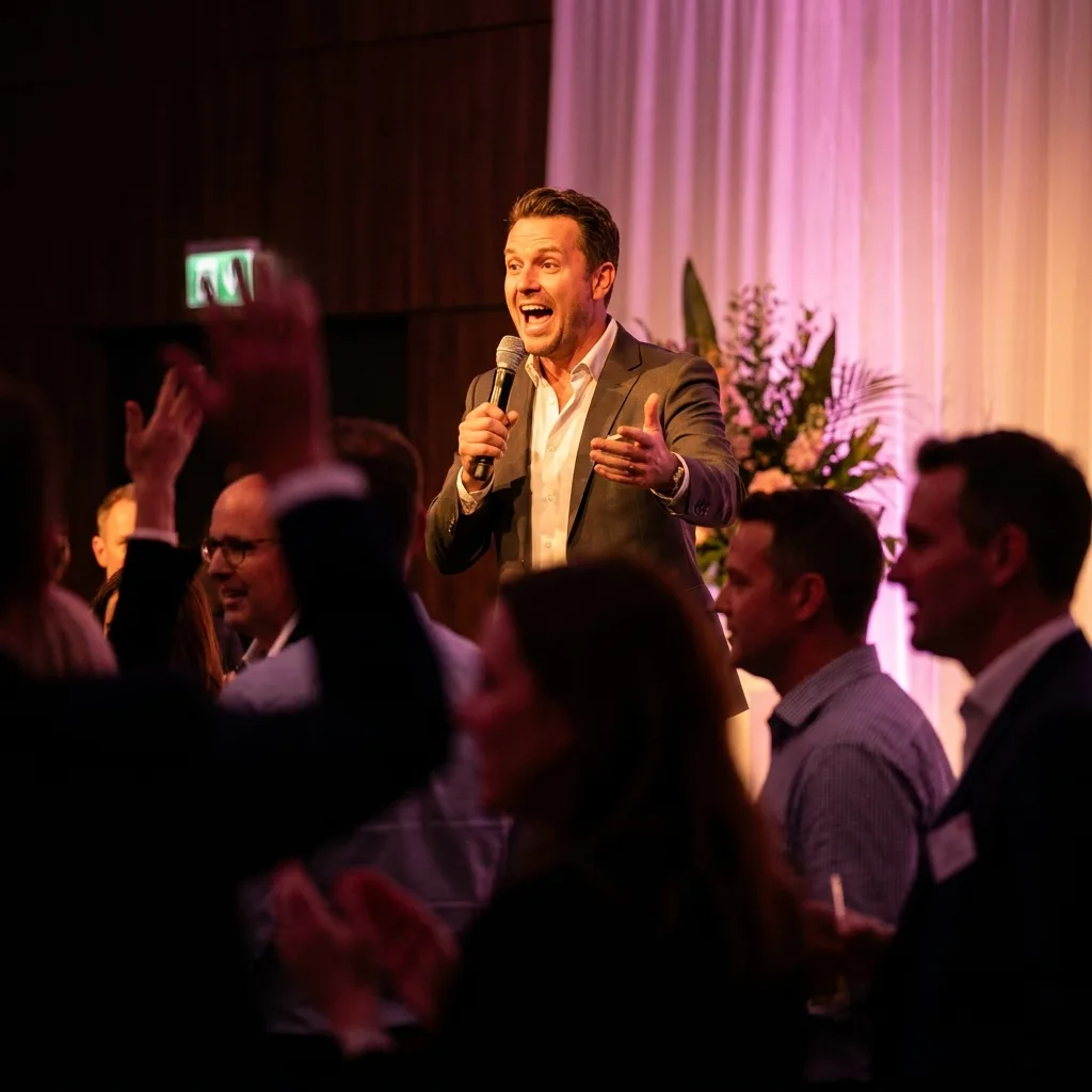 MC hosting a lively crowd